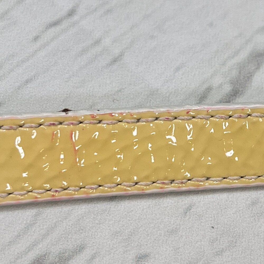 Prada Pale Yellow/White 5/8" Patent Leather Crossbody Strap, Sz: 44" - 48" long - Picture 6 of 7